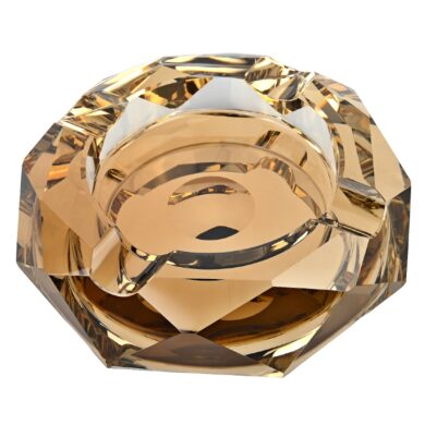 Doutníkový popelník křišťál Octagon zlatý 17,5cm, 4D