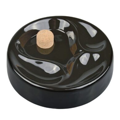 Dýmkový popelník na 3 dýmky keramický černý kulatý  (413000)