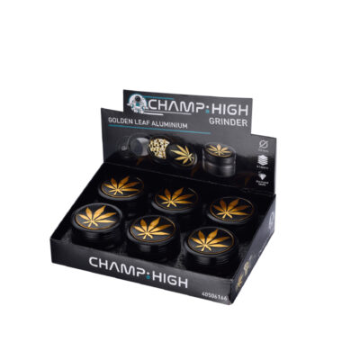 Drtič tabáku kovový Champ High ALU Golden Leaf 63mm, černý