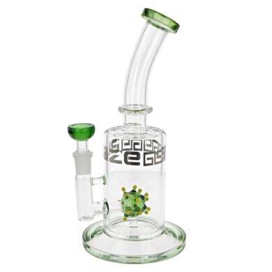 Skleněný bong s perkolací Blaze Glass Virus Green, 24cm