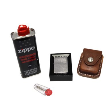 Zippo sada zapalovač a kapsička na Zippo zapalovač, kožený clip