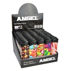 Zapalovač Angel Piezo Sweets - Plynový zapalovač Angel. Zapalovač je plnitelný. Prodej pouze po celém balení (displej) 50 ks. Výška zapalovače 8 cm.