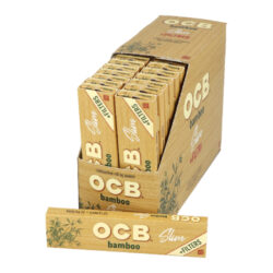 Cigaretové papírky OCB Slim Bamboo+Filters - Cigaretové papírky OCB Slim Bamboo+Filters. Dlouhé papírky jsou vyrobené ze zodpovědně pěstovaného 100% bambusu. Pomalu hořící cigaretové papírky Slim Bamboo+Filters s akátovým lepidlem nejsou bělené. Neobsahují GMO, barviva a chlór. Knížečka obsahuje 32 papírků a 32 papírových filtrů. Rozměry papírku: 44x109mm. Prodej pouze po celém balení (displej) 32ks. Cena je uvedená za 1ks.

a target=_blank href=https://youtu.be/Wzhr8MzbI04Video - cigaretové papírky OCB Slim Bamboo + Filters/a