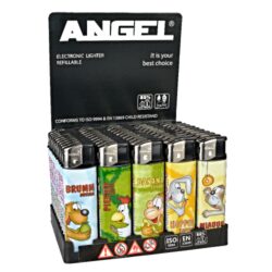 Zapalovač Angel Piezo Cartoons - Plynový zapalovač. Zapalovač je plnitelný. Výška zapalovače 8cm. Prodej pouze po celém balení (displej) 50 ks.